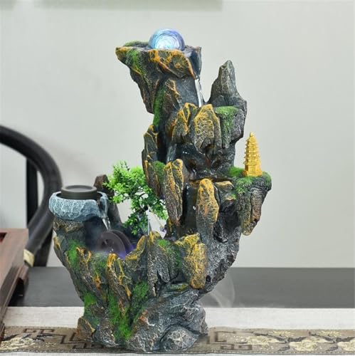 Fontaine de table cascade d'eau de rocaille et plantes pour bureau - 6