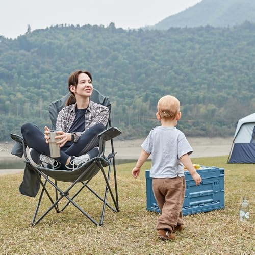 EVER ADVANCED Camping Chairs, Lawn Chairs Outdoor Sports Chairs, Folding Chair Camping Chairs for Adults, Supports 400lbs - Image 3