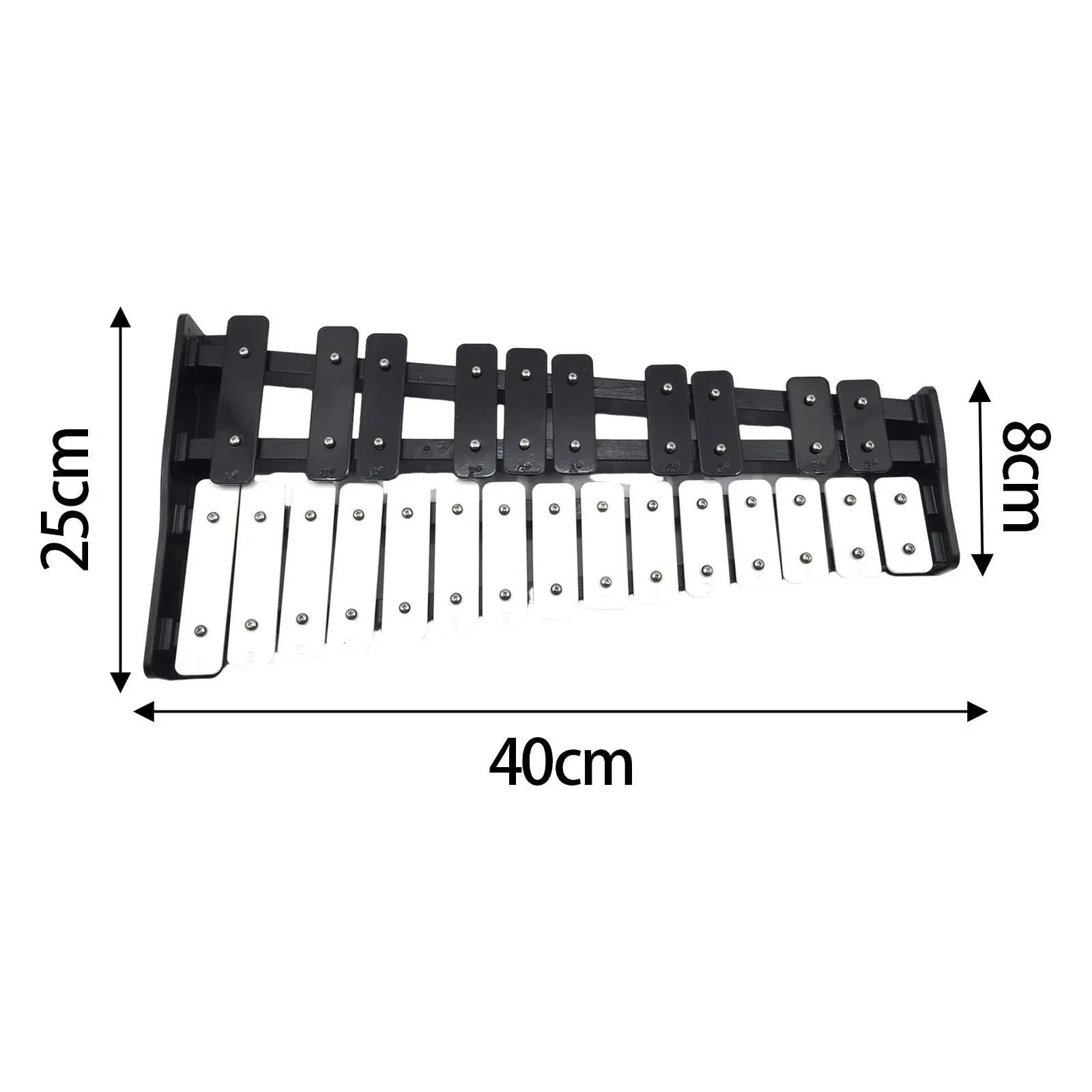 Strumento a percussione professionale Glockenspiel compatto in metallo nero bianco da 25 note Kit Glockenspiel Professionale