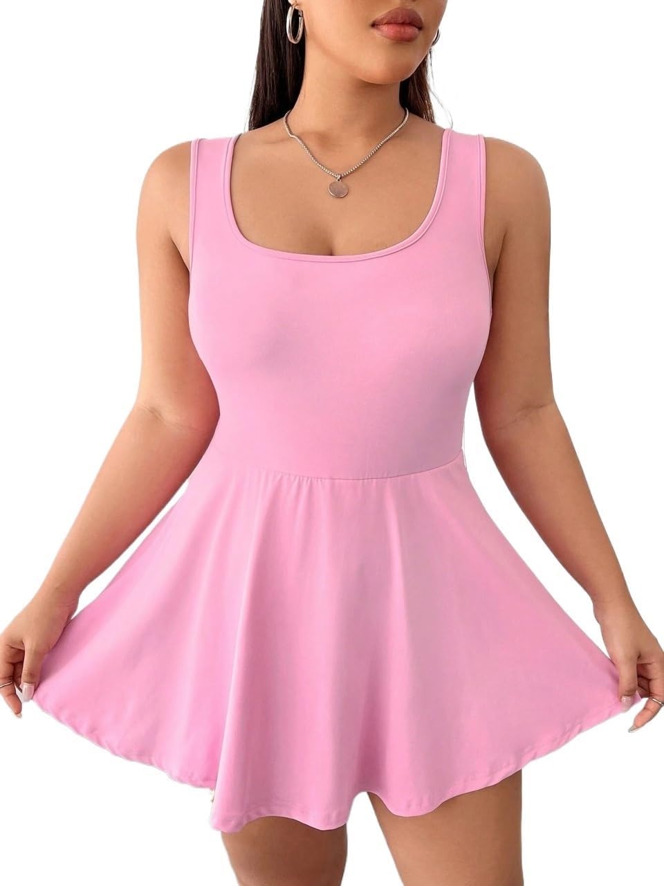 Rompers for Women Summer 2026 Plus Size Sleeveless Romper With Shorts,kirt Hem With Pockets