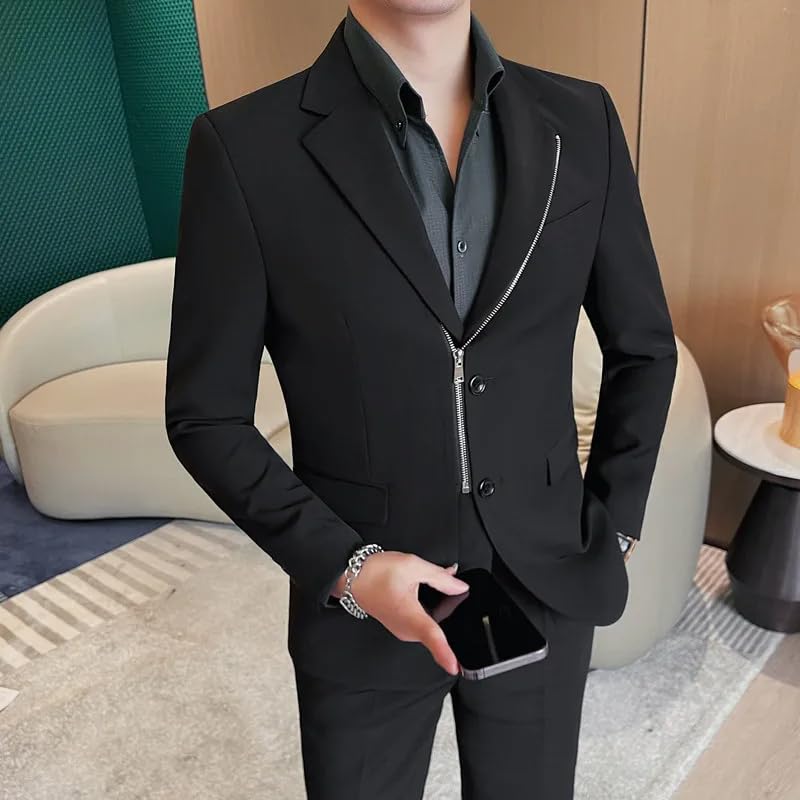 Zipper Suit Jacket Men's Spring Slim-fit Business Leisure Suit Business Casual Blazer3