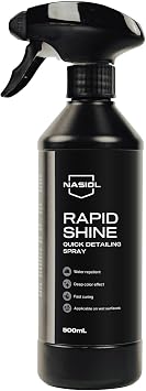 Nasiol RapidShine Quick Detailer Spray, Hybrid Water Based Formula, High Gloss, Super Slickness, Hydrophobic, Enhanced Color, WetCoat Easy to Use Car Nano Coating Spray,17fl oz