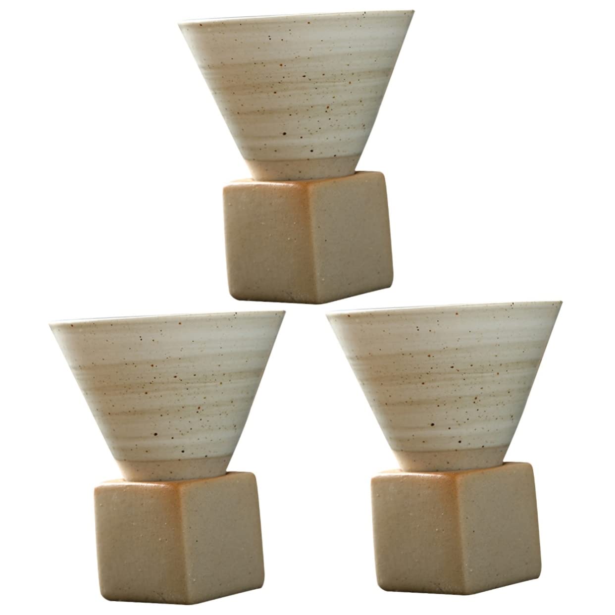 YARNOW 3 Sets Ceramic Coffee Mug Vintage Coffee Cups Ceramic Coffee Mugs Pull Flower Cup White Ceramics, 11X9.3X9.3CMx3pcs (G5439N08DCQXVY69T3HU4)