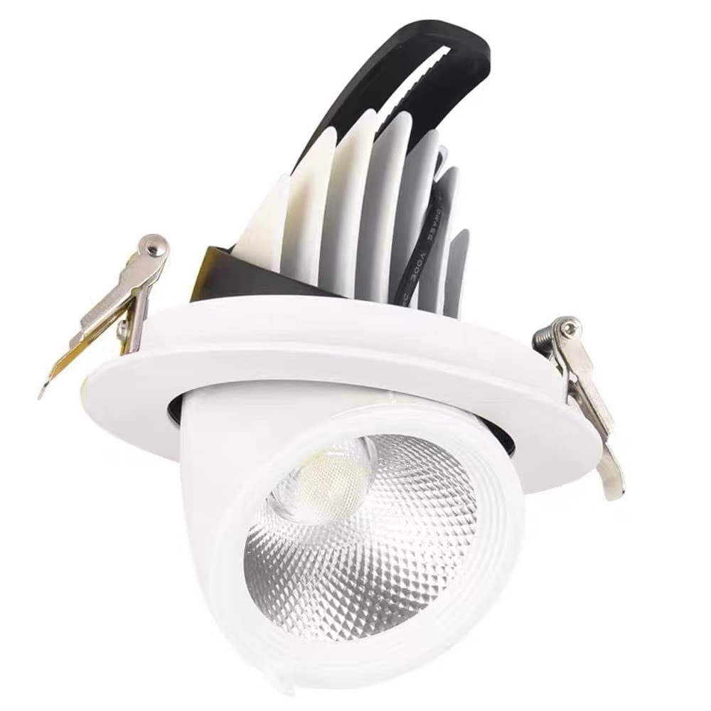 FAZRPIP LED Recessed Spot Lights Ceiling 10W/20W/30W/40W COB Eyeball Retrofit Spotlight Adjustable Tilt Twist White Ceiling Spot Downlight For Kitchen Bedroom