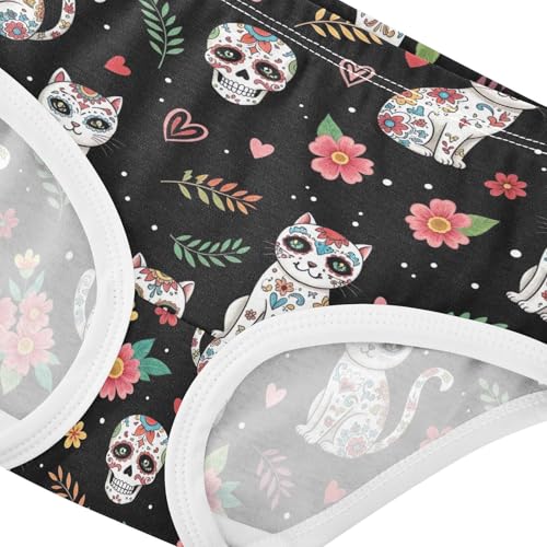 Joisal Toddler Girls Underwear 2t Cotton Panties for Girl Fun Print Kids Undies Briefs Colorful Sugar Skull Cats4