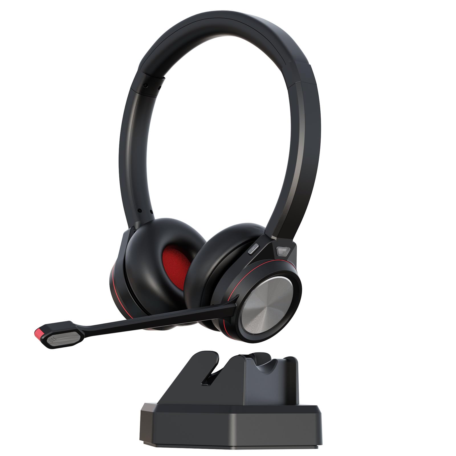 Auvonix Bluetooth Headset mit Mikrofon, Wireless Headset mit USB Dongle Ladestation, Noise Cancelling Mikrofon, 40h Akku, Komfort Büro Headset für PC Laptop Callcenter Home Office Teams Zoom