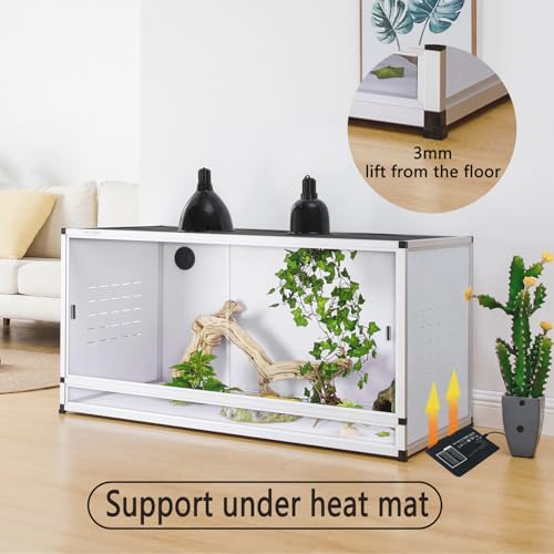 PVC Reptile Enclosure 120 Gallon ToxiRium Large Reptile Terrarium 48''x24''x24 Tank for Bearded Dragon Gecko Lizard Snake,Wide Breeding Lounge Vivarium Area with Sliding Doors Lock