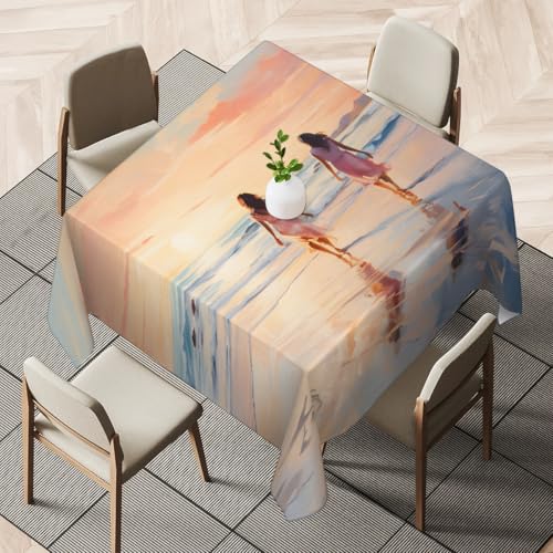 TKBXAEG Square Tablecloth Beach Beauty Waterproof Kitchen Table Cover Washable Polyester Fabric Table Cloth for Wedding Party Dining Banquet Decoration 36" x 36"