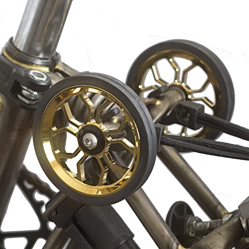 Large 82mm Wide Easy Wheels for Brompton Folding Bike in Gold