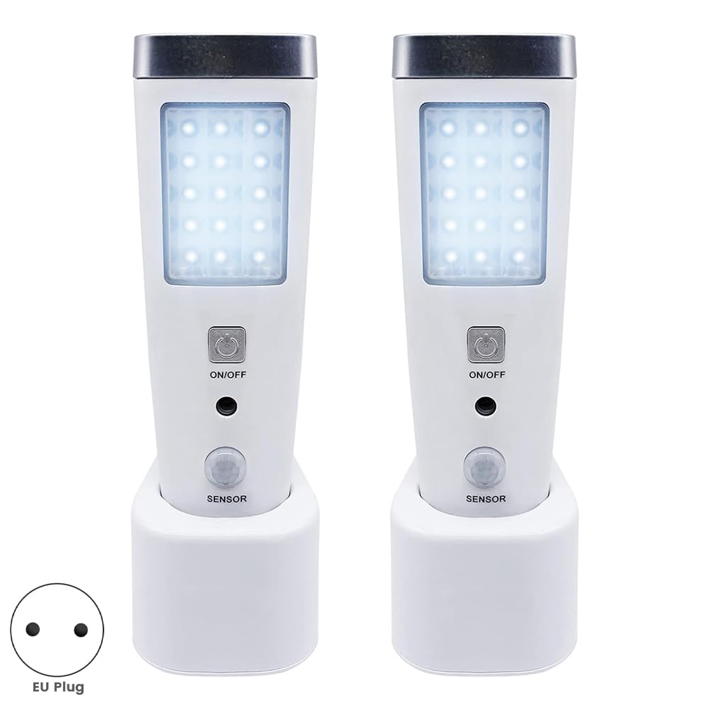 Applique Murale à Détecteur de Mouvement 4 en 1, Lampe de Poche LED Hors Tension, Lampe de Poche d'urgence Rechargeable, Prise UE