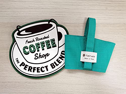 Image of Hands-Free Coffee & Boba Cup Carrier Strap & Straw Loop (2 Pcs Set) (Teal)