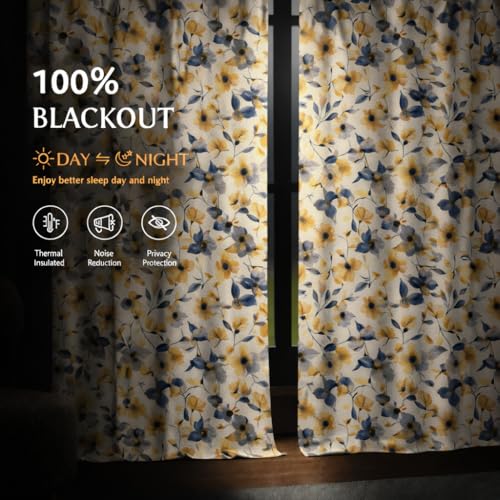 Image of STITCHNEST 'Whispering Gardens Series' Premium Heavy Polyester 100% Blackout Curtains 7 Feet Long Set of 2 | Door Curtain 7 Feet x 4 Feet | Perfect for Home Decor