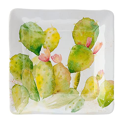 Upware 4-Piece Melamine Dessert Plates Appetizer Dinner Plates Small Serving Plates Party Plates Square Plate For Dessert Snack Fruit Side Dishes (6 Inch, Cactus) #TOP5