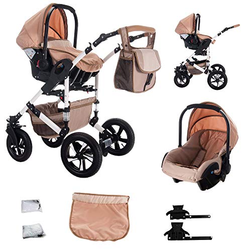 Bebebi myVARIO | 3 in 1 Kombi Kinderwagen Set | Hartgummireifen | Farbe: myGold