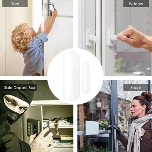 Mengshen 2 Pack Sensor Ventana WiFi Sensor Contacto Inteligente Alertas Aplicaciones Seguridad Hogar Funciona Dispositivos Tuya Smart Life Compatible con Alexa Google Home - imagen 5