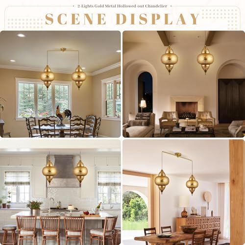 Image of Modern 2-Light Pendant Light Fixture Kitchen Island Hanging Light