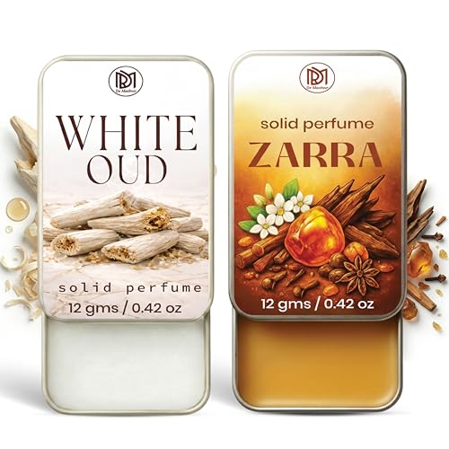 Image of Dr.Mashur Solid Perfume |zarra&White Oud Alcohol Free Wax Perfume Balm, Long Lasting | Pocket Tin 12g, Pack Of 2| Non Greasy Smooth Glide, Travel Friendly Men And Women
