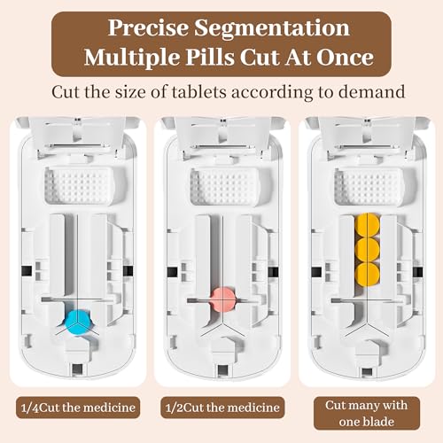 Image of Pill Cutter for Small Pills, Pill Splitter for Tiny Pills - Precisely Cuts into 1 /2, 1 /3, 1 /4 | Portable & Easy-Grip Design