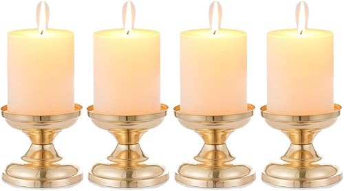 4 portavelas de metal dorado, centros de mesa de boda para velas de 3 pulgadas, decoración ideal para bodas, eventos especiales, fiestas