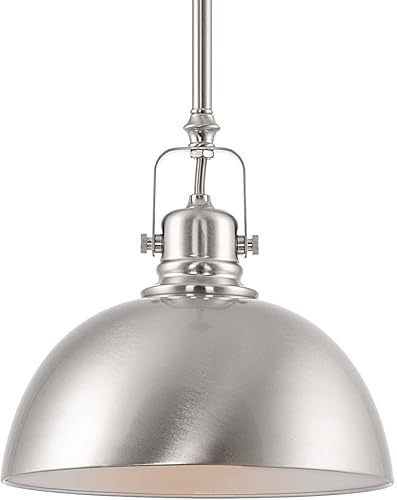 Kira Home Belle - Lámpara colgante industrial contemporánea de 9 pulgadas, longitud ajustable + junta giratoria de sombra, acabado de níquel