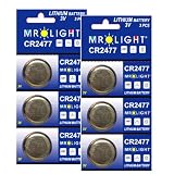 Mr. Light CR2477 Replacement Batteries, 3V, Set of 6