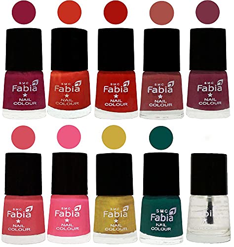 Image of SMC Fabia ALL IN ONE (PACK OF 10), Long Lasting Glossy Nail Polish, 6 ml Each, All Vibrant Colours,02461
