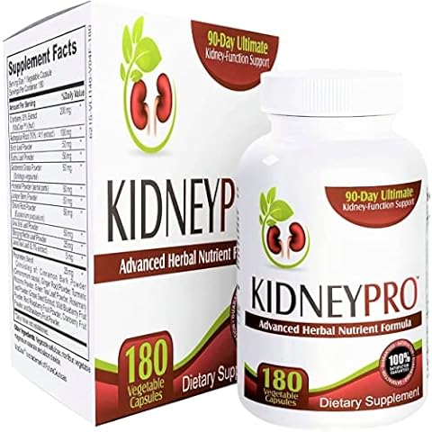 Kidney-Pro (3-Month Supply) with 21 Kidney Health Supplements in 1 Formula Including Cranberry Extract - Total Kidney Support Supplement - Kidney Cleanse Detox - 180 Veggie Capsules Cover
