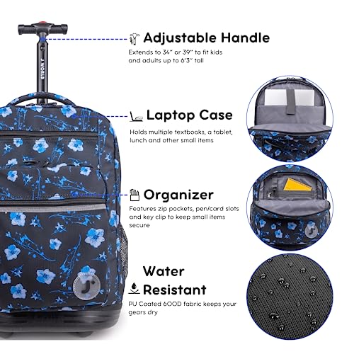 Image of J World New York Sundance Rolling Backpack Girl Boy Roller Bookbag, Night Bloom, 20 X 13 X 9 (H X W X D), RBS-19 NIGHT BLOOM