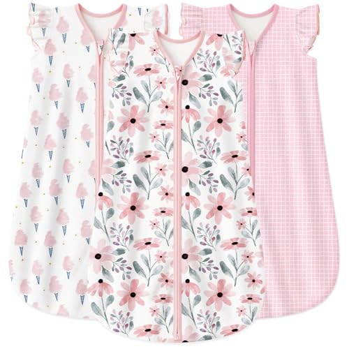 Image of Yoofoss Baby Sleep Sack 0-6 Months Wearable Blanket for Babies 100% Organic Cotton 2-Way Zipper TOG 0.5 Toddler Sleeping Sack 3 Pack, Comfy Lightweight Sleep Sacks