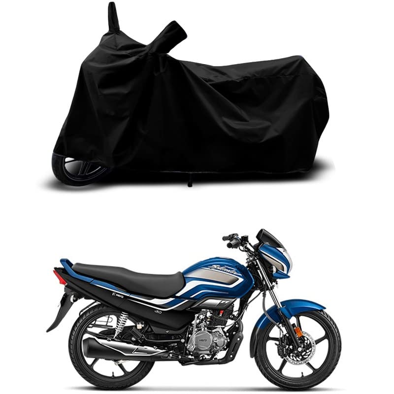 Image of 100% Scratchproof /UV-Rays /Heat Protection /Birds Dropping /Water Resistant /Dust Proof /Waterproof /Bike Scooty Two Wheeler Body Cover Compatible for Super Splendor Disc All Varients[Black]