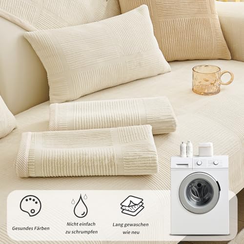 BXAEYIPOR Couch Überzug,Sofa-Schutzhülle mit Rutschfester Unterlage,Neue Universelle rutschfeste Solide Strukturierte Sofa Überzug für Wohnzimmer,Multi-Size Sofa Sitzkissenbezug.