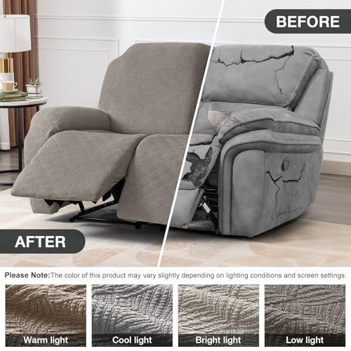 Image of Timeles Recliner Covers Extra Wide Recliner Loveseat Covers Oversized Reclining Couch Covers Sofa Slipcovers Stretch Soft Washable (Two-Seater Oversized, Taupe)