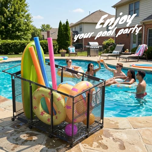 Pool Toy Storage Organizer, Large Rolling Mesh Pool Float Bin 218 Gallon by ALIMORDEN - Image 5