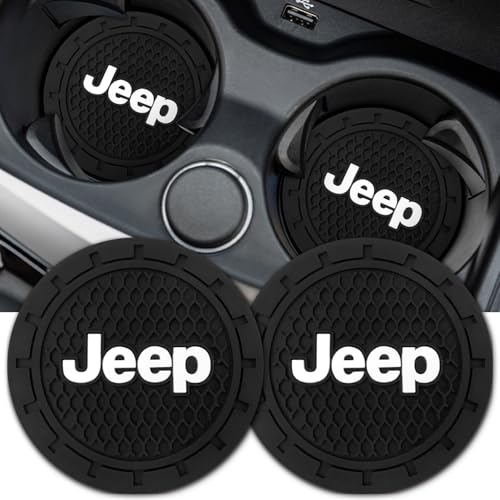 Car Cup Holder Coaster for Jeep Series Recessed Silicone Cupholder Coaster Interior Accessories 2.75in 2Pieces Black