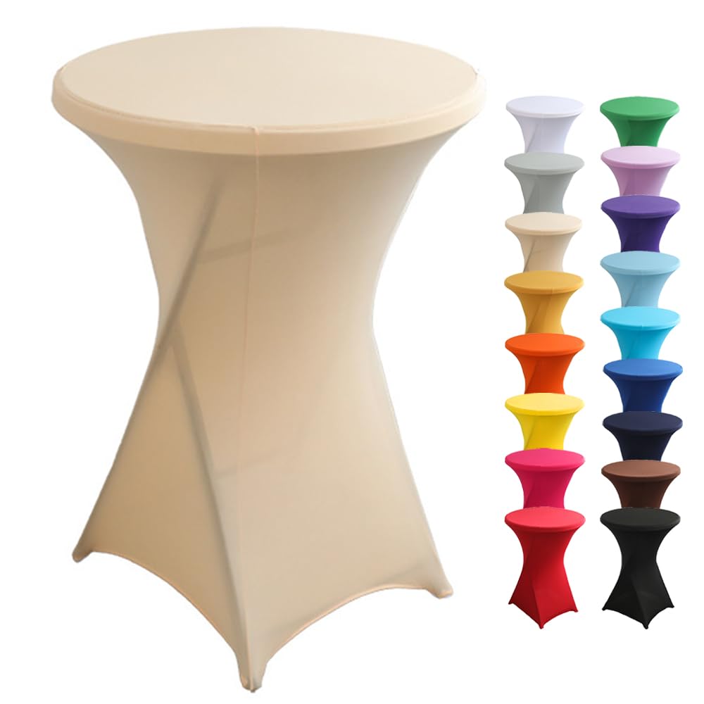 Housse Table Haute Cocktail Spandex Rose Rouge - 60x110cm Extensible - Mariage Anniversaire Banquet Événement