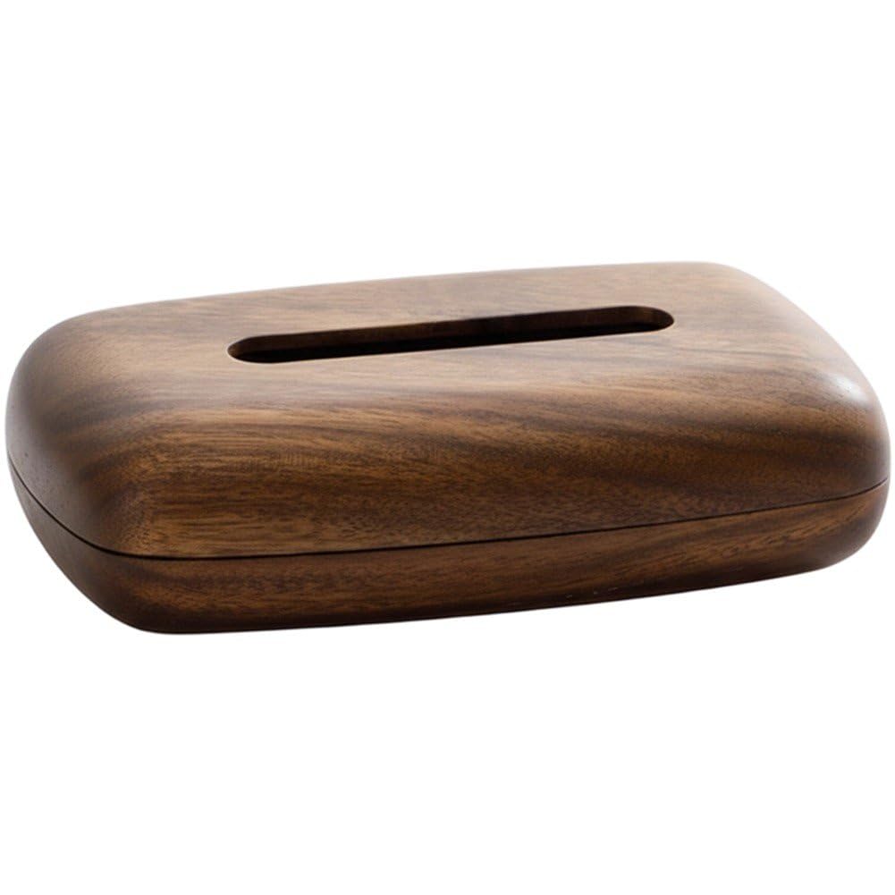 Ppmter Brown Wooden Tissue Box Cover, Wood Tissue Box Holder, Tissue Paper Holder Napkin Dispenser For Bathroom Bedroom Dinner Table