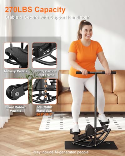 Image of Rock Stepper for Exercise at Home, Rocking Stepper Side to Side | Rocker Stepper with Resistance Bands & Handlebar for Full Body Workout, Lateral Stepper Exercise Machine (Utility Patent)