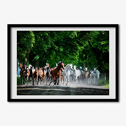 Cadre en bois de qualité supérieure 70x50 cm peinture chevaux au galop