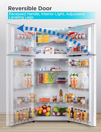 Image of BLACK+DECKER 14.6 Cu. Ft. Top Mount Refrigerator with Freezer, 2 Door Refrigerator with Top Freezer and Adjustable Temperature Control, ENERGY STAR, BR1460HW, White