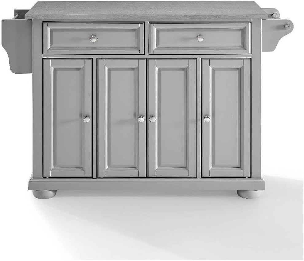 HomeStock Kitchen Island with Granite Top - Spacious Countertop & Storage - Modern Cart - Gray & Black