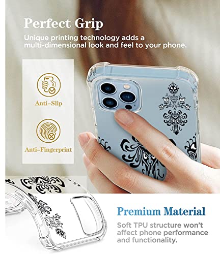Case For Iphone 13 Pro Max 6.7 Inch 2021, Clear Shield Heavy Duty Anti-Yellow Anti-Scratch Shockproof Cover Compatible With Iphone Case 13 Pro Max, Haunted Mansion Pattern (Black) #TOP3