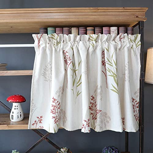 Cortinas para ventanas pequeñas de cocina con estampado floral ajustable 2
