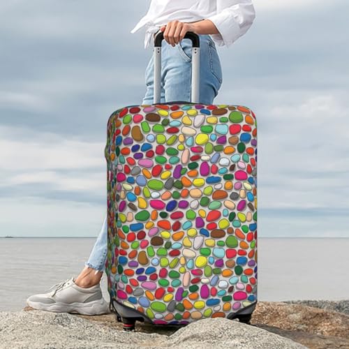 Pebble Colorful Background Luggage Cover Washable Elasticated Luggage Covers For Suitcase Tsa Approved Stylish Dust And Scratch Resistant Luggage Case Protector For Kids And Adults 7