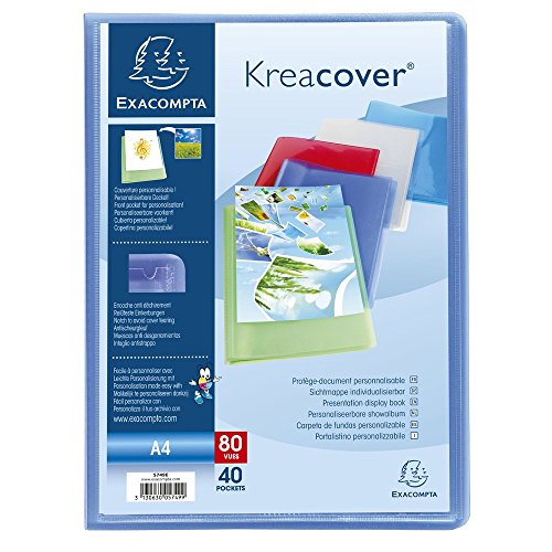 Exacompta 5749E 1 Kreacover Chromaline Dokumentenhülle 40 glatte Kristallhüllen 80 Ansichten für A4 Abmessung 24 x 32 cm halbstarre Polypro-Decke 5 zufällige Farben
