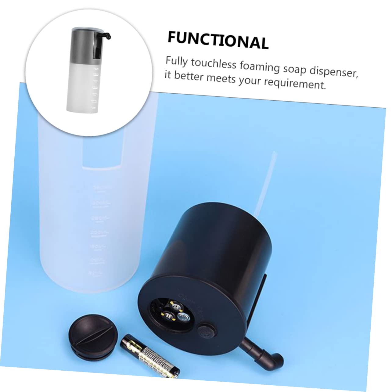 Negro Dispensador Automático de Jabón ABS PP Espumoso 350ml
