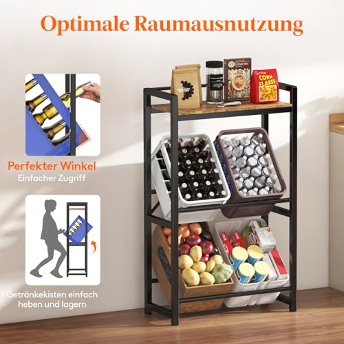 Lifewit Getränkekistenregal mit Ablage für 4 Kisten, 32D x 70W x 117,3H cm Regale für Getränkekisten, Kistenregal Getränkeregal Bierkistenregal Freistehend Kistenständer, Rustikales Braun