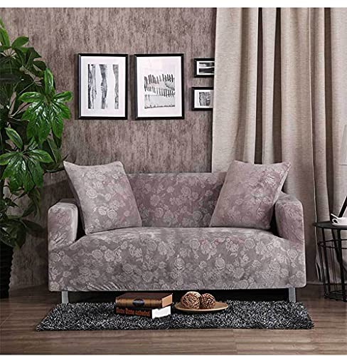 Funda de terciopelo de lujo antideslizante para sofá de cuero chaise longue gris plateado de 4 plazas 235 300 cm