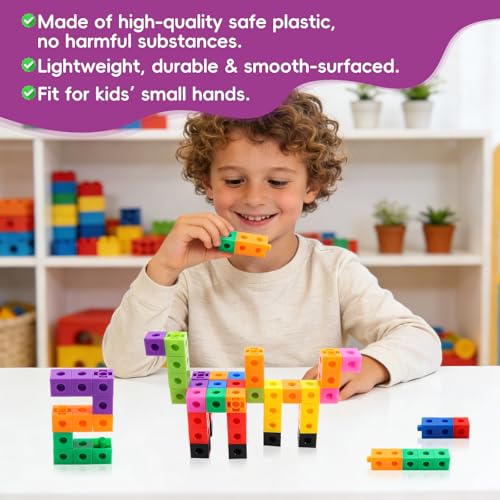 image for HSDAV 100 Pcs Math Linking Cubes - 10 Colors Connecting Counting Snap 