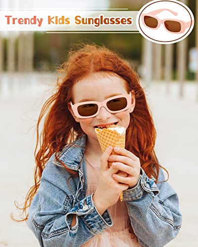Puzerr 16 Pairs Kids Retro Rectangle Sunglasses Uv Protection Children Girls Boys Y2K Trendy Eyewear Square Frame Glasses For Summer Beach Age 3-10 Toddlers #TOP4