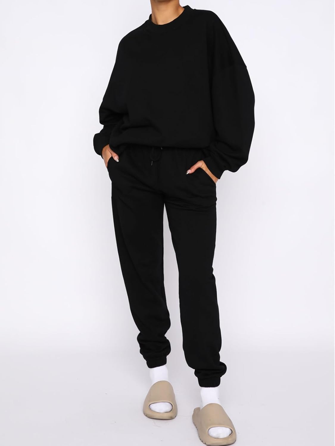 Alunzoem Jogger Sets for Women 2 Piece Sweatsuit Outfits Long Sleeve Pullover Sweatshirt Pants Set Tracksuit - Image 4